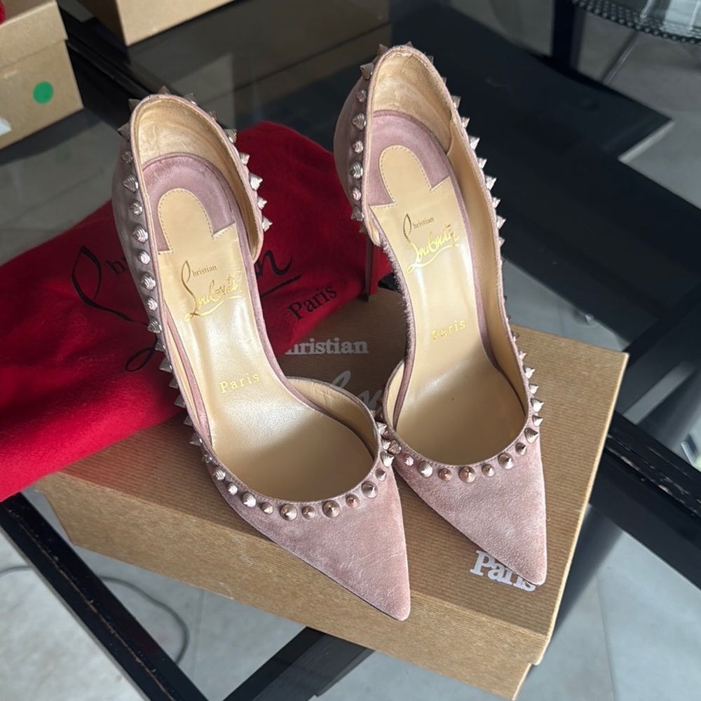 Christian Louboutin Pink Spiked Patent Heels